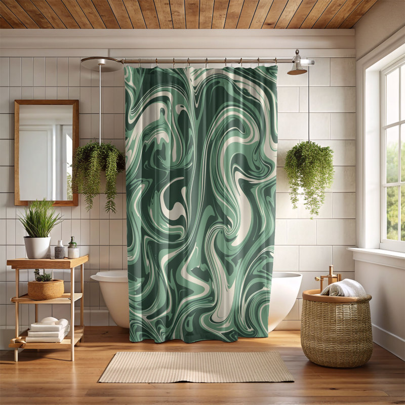 Rideau de douche Chunky Emerald Twirl - Premium, H 74 po x l 71 po