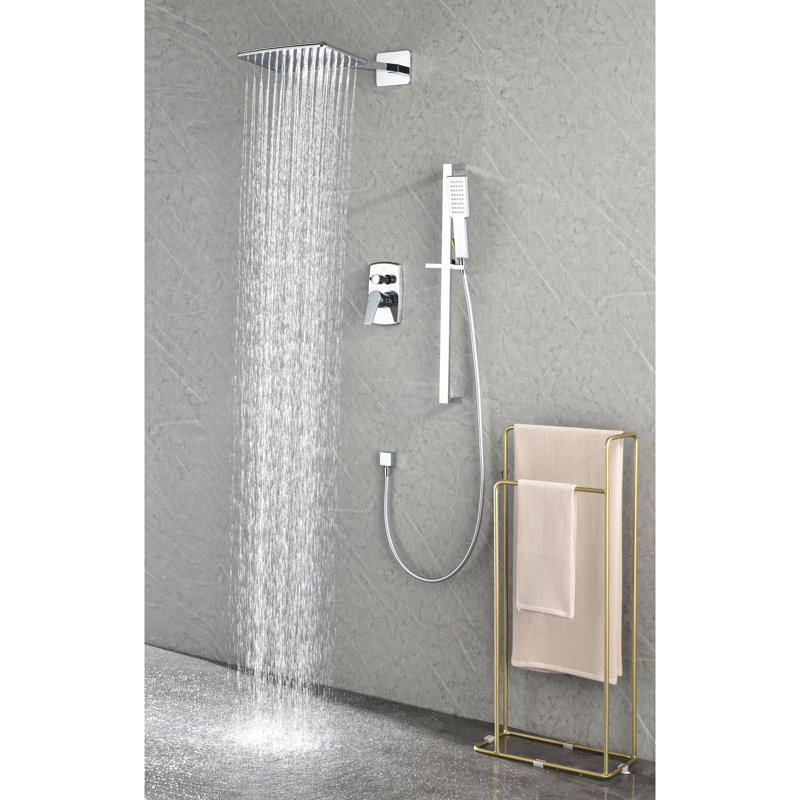 Shower System Featuring Head, Hand - Slide Bar, Arm, Hose, Valve Trim For Enjoyable Bath Time In Shower, Components
