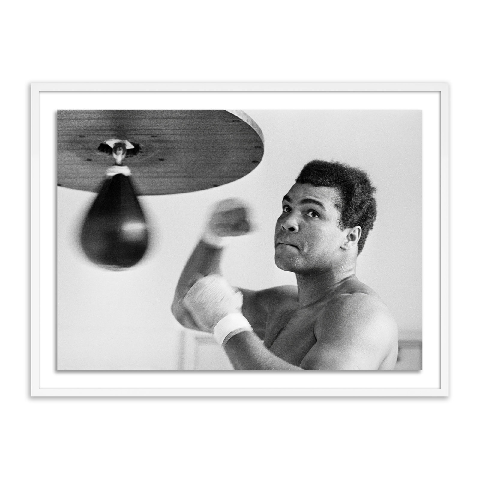 Muhammad Ali Punching Bag by Getty Images, Rustic Walnut Framed, 30" H x 40" W