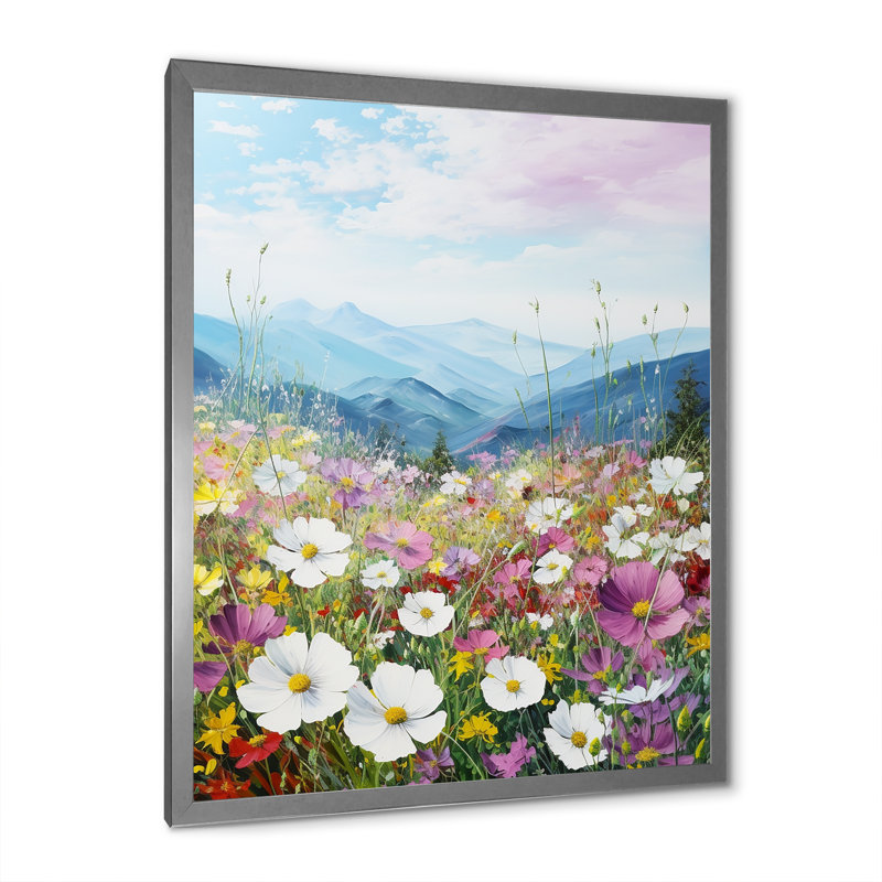 «Pink Ferns Hill In Canada I», reproduction sur toile, Cadre simple argenté, H 44 po x l 34 po x P 1,5 po