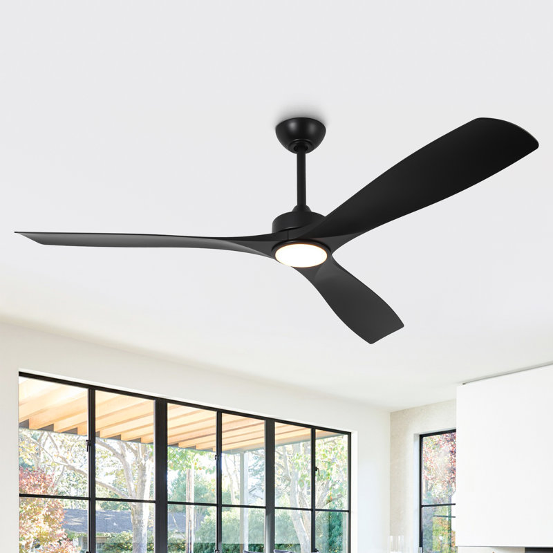 60" Black Industrial Ceiling Fan with LED Light and Remote