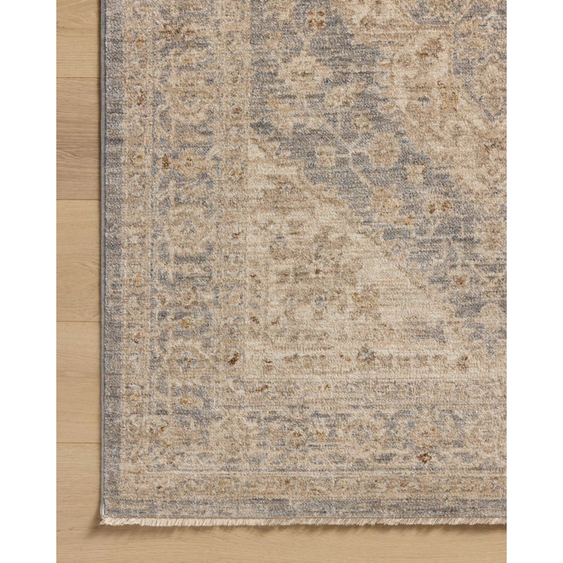 Tapis denim / naturel Magnolia Home par Joanna Gaines x Loloi Junie, Carré 1 pi 6 po