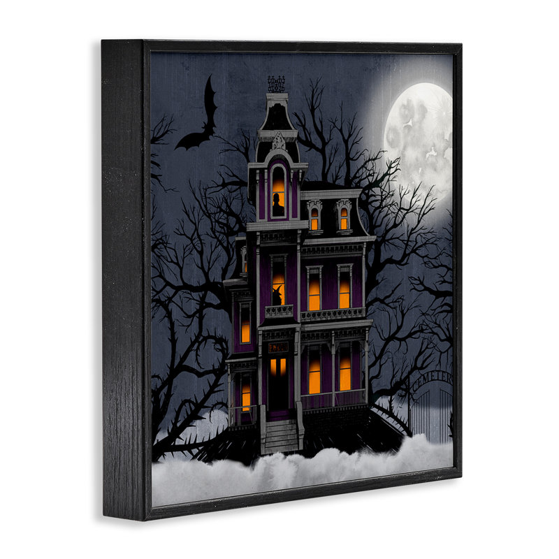 «Creepy Haunted Halloween House Under Moonlit Sky», impression numérique sur estampe numérique par Grace Popp