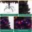 Arbre de Noël illuminé 6 pi avec 250 lumières DEL, forme incurvée et base en métal, arbre de Noël artificiel à charnières, noir