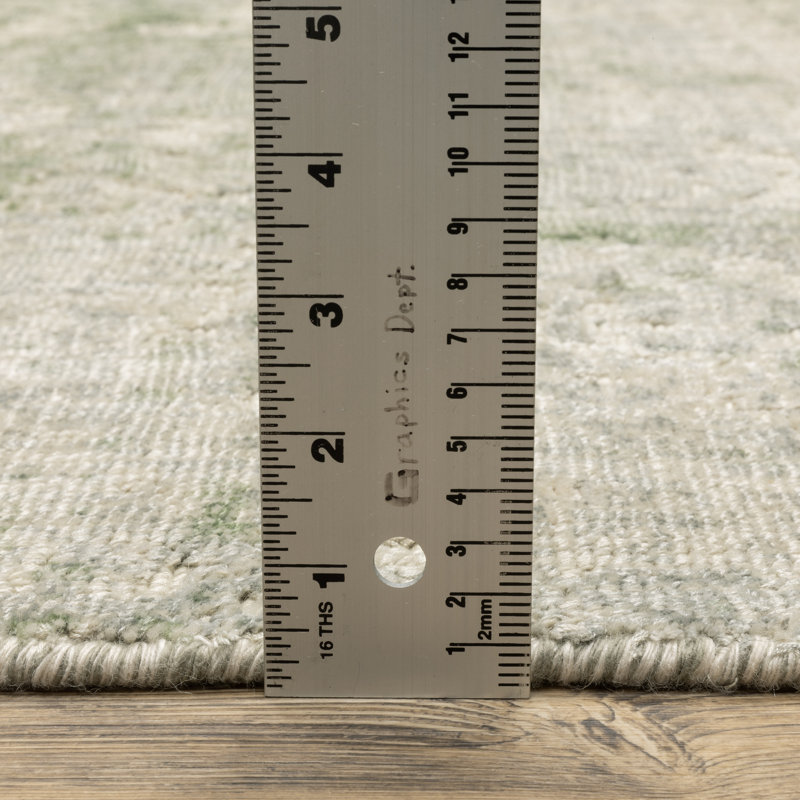 Tapis vert / gris Azaiah, Tapis de couloir 2 pi 6 po x 8 pi