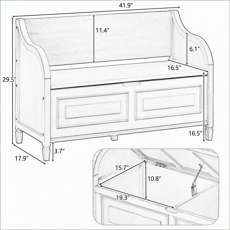 Banc de rangement rustique multifonctionnel, Brun, Brun, Bois espresso