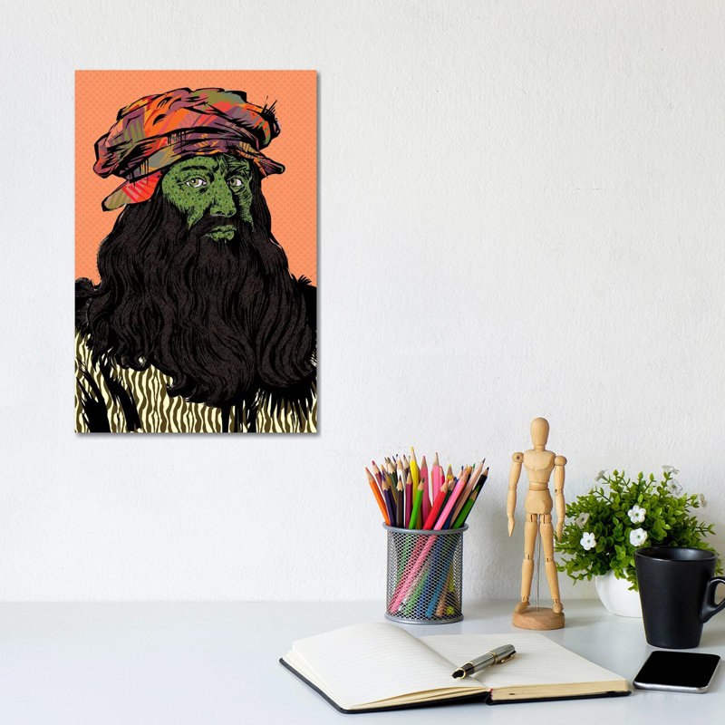 «Leonardo Da Vinci» par Technodrome1 - impression d'art graphique, Aucun mat, Toile tendue, H 12 po x l 8 po x P 0,75 po