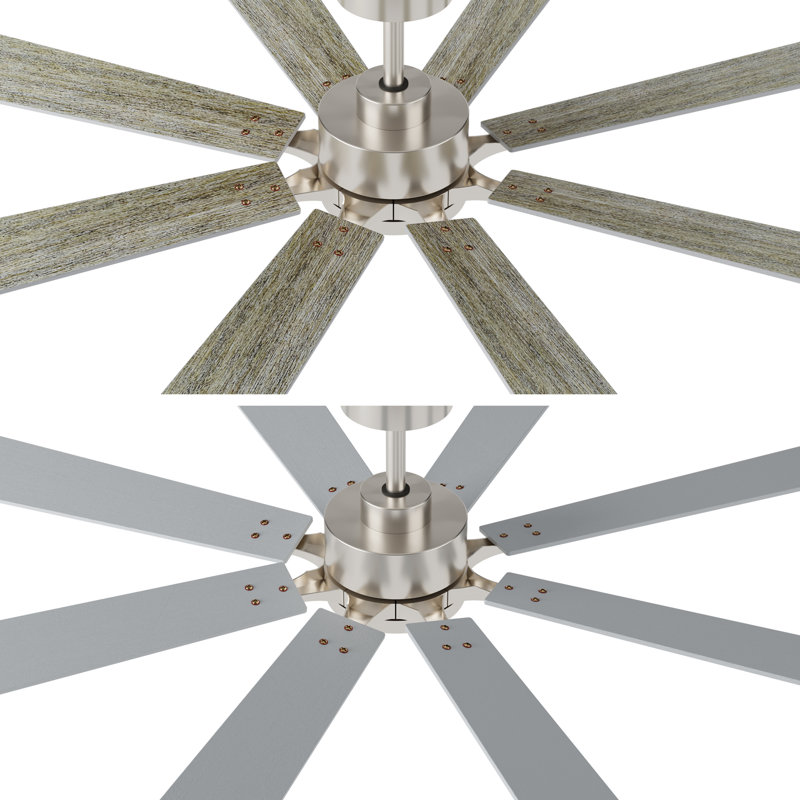 Delanei Ceiling Fan with LED Lights, Nickel, 72"