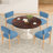 Modern Wooden Blended Linen Blue Dining Chair-202347696