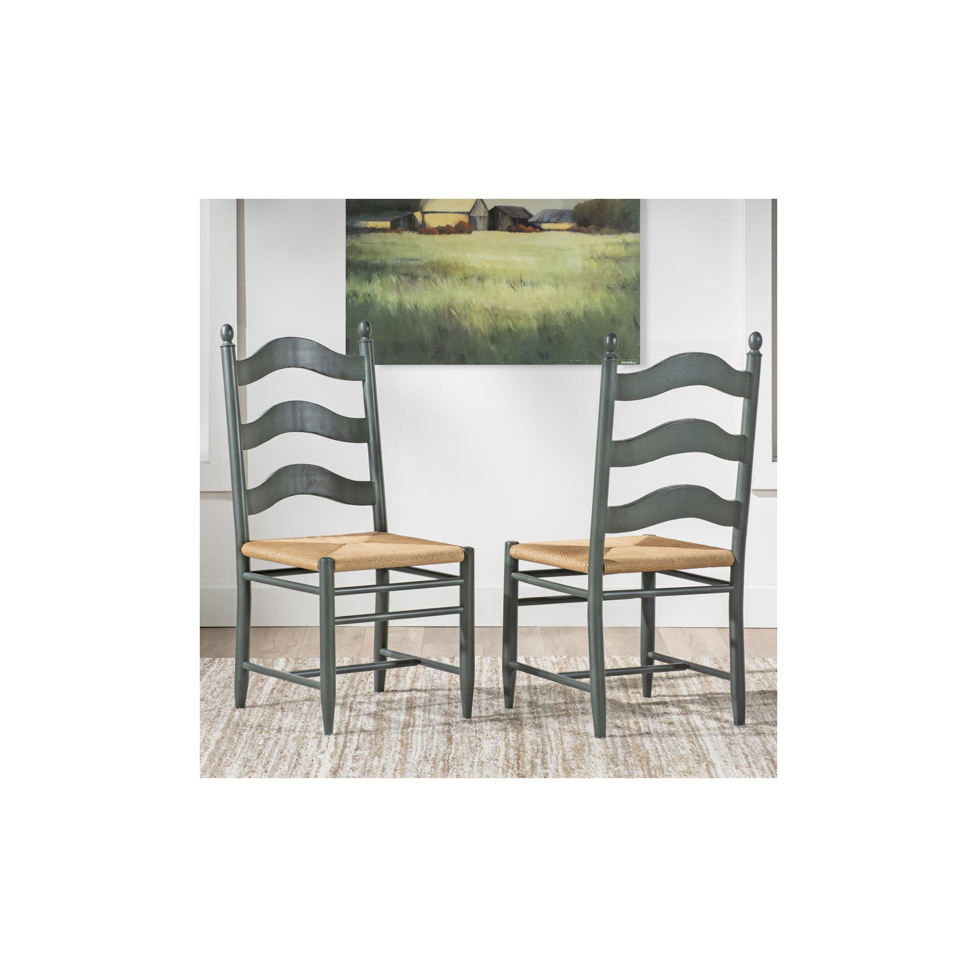 Country Living Ladder Back Side Chair, Green