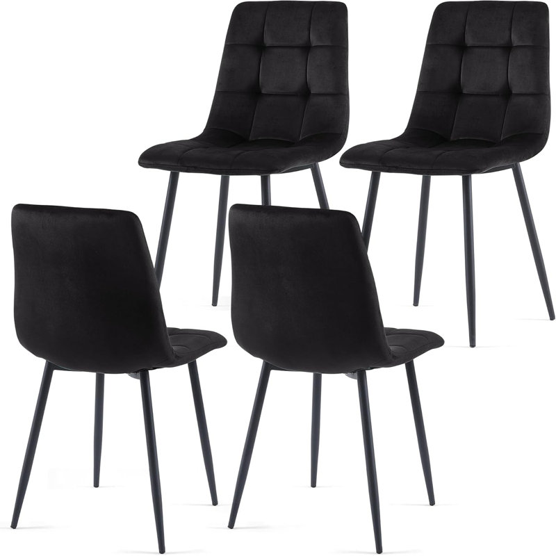 Velvet Dining Chairs Set of 4, Black
