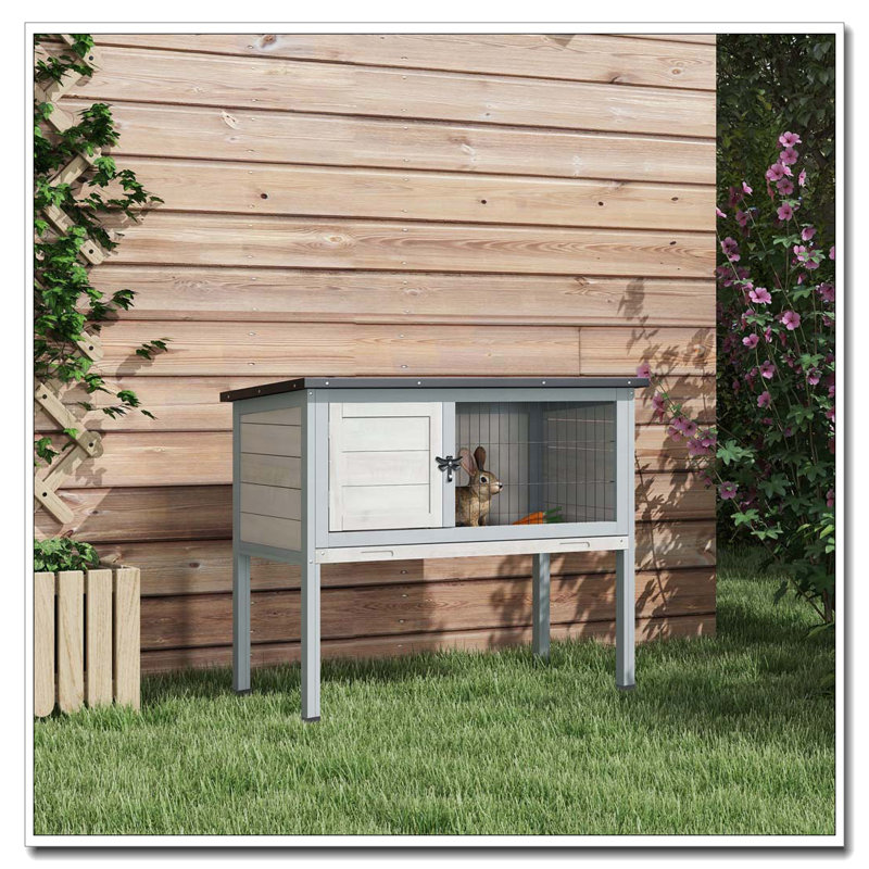 Cage à lapin en bois surélevée PawHut