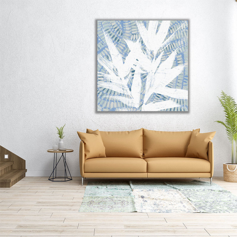 «Blue Beach Rattan II», reproduction d'art sur toile, H 12 po x l 12 po