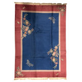 Hand-Knotted High-Quality Blue and Rose Area Rug