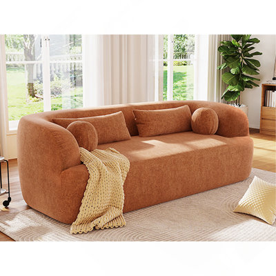 Canapé 86 po en osier de 86 po, canapé rembourré avec coussins, canapé nuage incurvé sans assemblage avec mousse haute densité, canapé 3 places de luxe moderne et compressé pour le salon et la vie en appartement