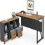 Bureau de direction de 63 pouces avec classeur mobile de 47 pouces, grand bureau personnel avec tiroirs et tablettes de rangement, bureau d'ordinateur en L, mobilier de bureau, noyer et noir