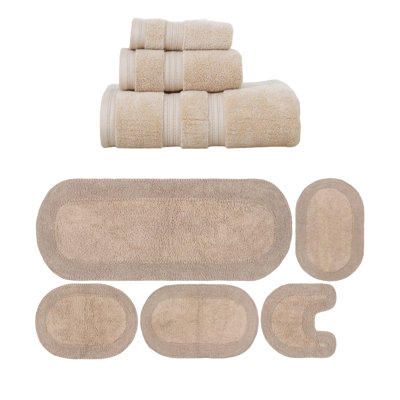 Ensemble de serviettes de bain 3 pièces et de tapis de bain 5 pièces Brunk Collection 100% coton doux (ensemble de 8)