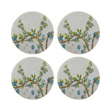 Cherry Blossom Vegan Leather Round Beaded Placemat