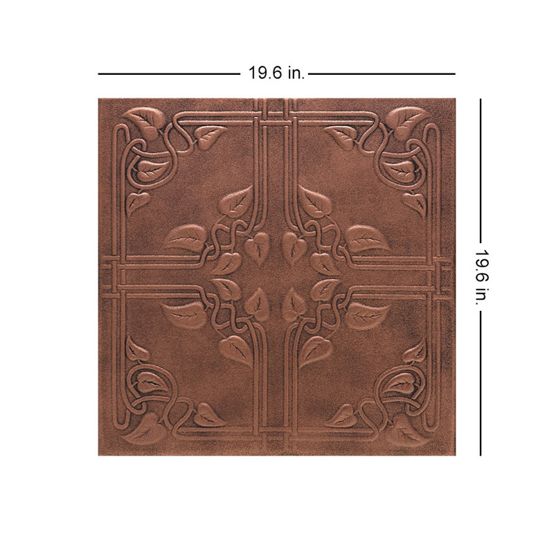 Tuile de plafond en polystyrène collé 1,6 pi x 1,6 pi Ivy Leaves, Cuivre antique