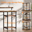 Office Computer Desk with LED Light,Office Table with Monitor Stand for Home/Office Use, Corner Desk with Large Storage Bag and Height Adjustable Storage Shelf, Remote Worker-1432081411-1436900635