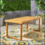 Table de salle à manger d'extérieur en bois d'acacia de 69 pouces avec finition naturelle sablée, durable et résistante aux intempéries pour une utilisation toute l'année