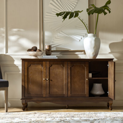 Agnes 58" W Transitional 4 Door Sideboard with Cable Management and Adjustable Shelves