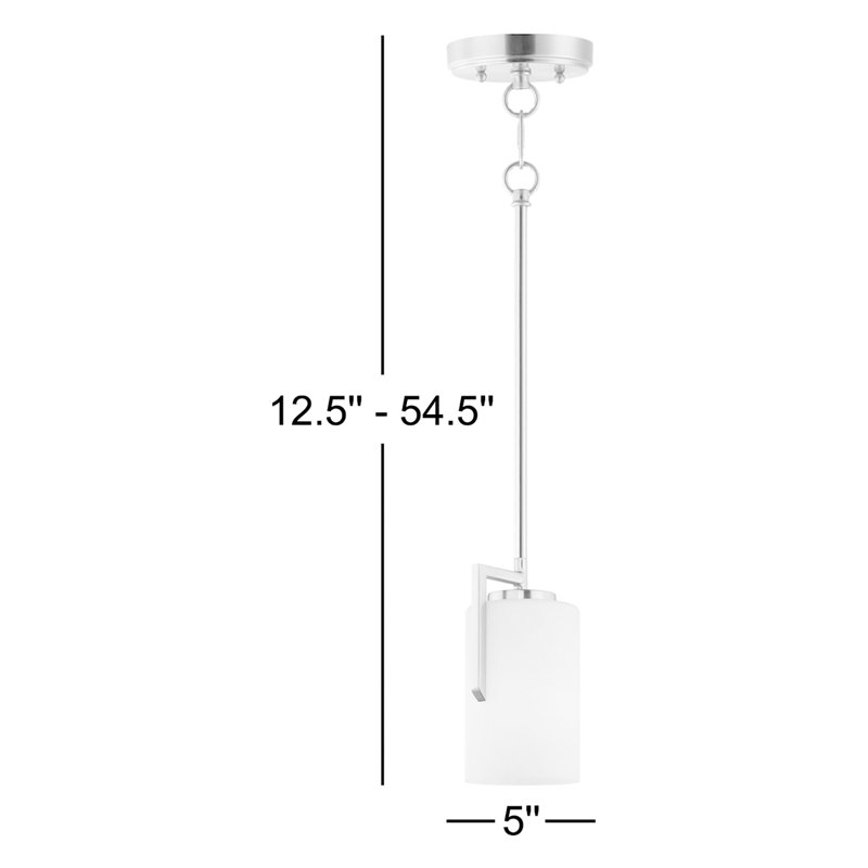 Luminaire suspendu cylindrique à 1 lumière Endsley, Nickel satiné