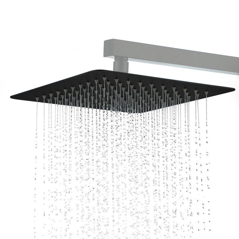 12" 304 Stainless Steel Rain Shower Head, Matte Black, Square
