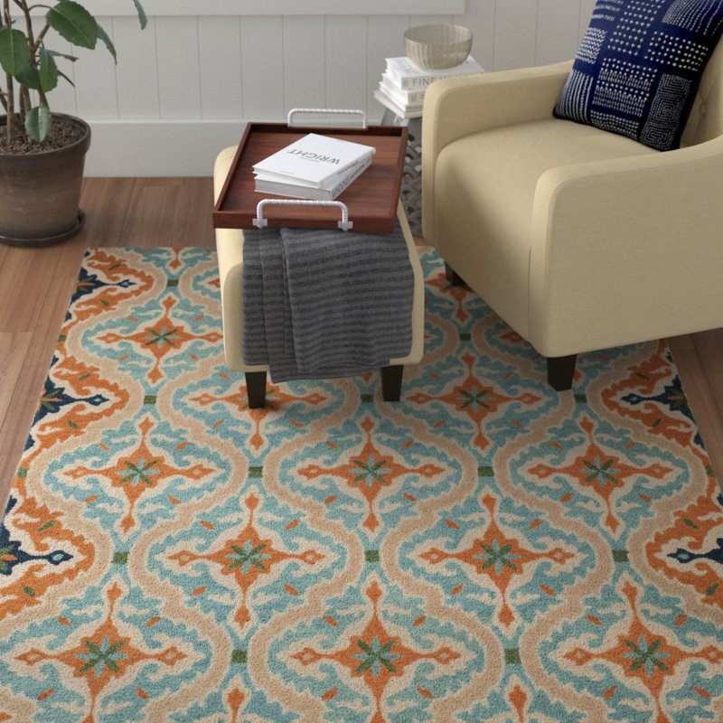 Barriento Roslyn Hand Tufted Wool Geometric Rug, Rectangle 8' x 10'