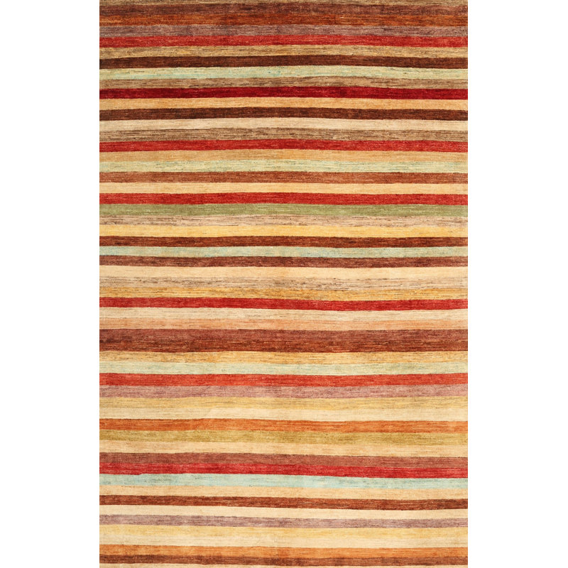 Tapis contemporain rouge / jaune, Rectangle 3 pi x 5 pi