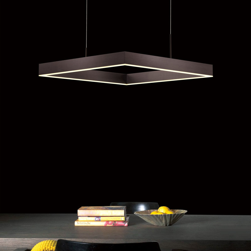 Luminaire suspendu carré unique à 1 lumière DEL Sowers, H 47,24 po x l 23,62 po x P 27,56 po