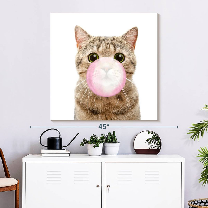 " Bubble Gum Kitty ", 33" H x 33" W x 1.25" D