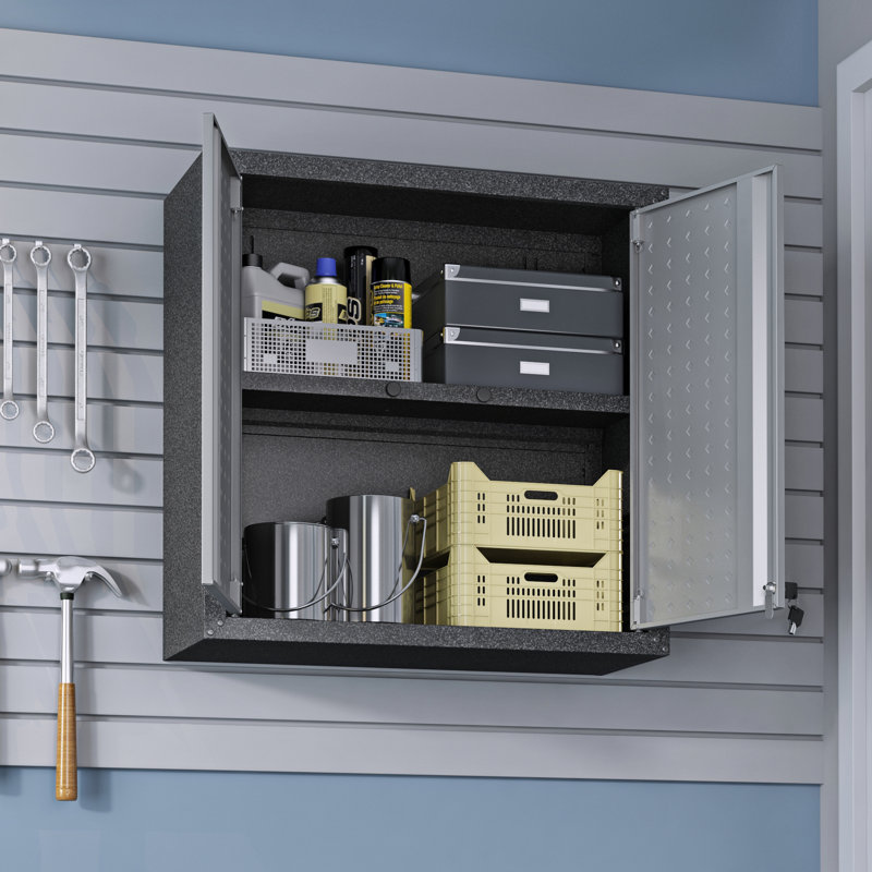 Armoire de rangement en métal gris foncé Fortress H 30 po x l 30 po x P 12,5 po, Gris / Noir