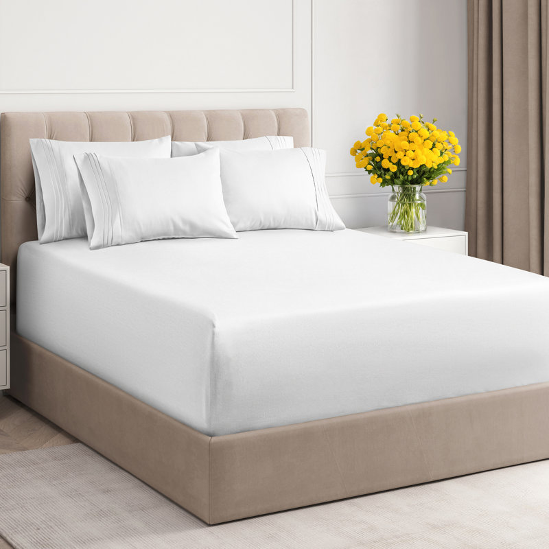6 Piece Extra Deep Pocket Sheet Set, Cooling & Breathable Bed Sheets, Soft Hotel Luxury Bedding, Fits 18–24 Inch Mattress