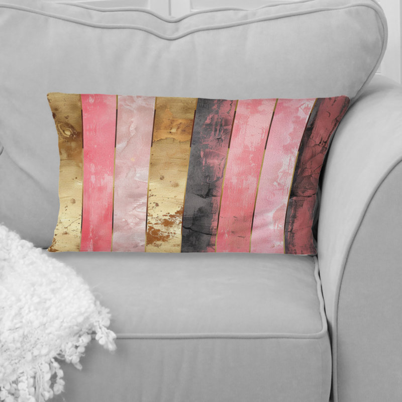 Coussin lombaire transitionnel rose à fines rayures Glam I