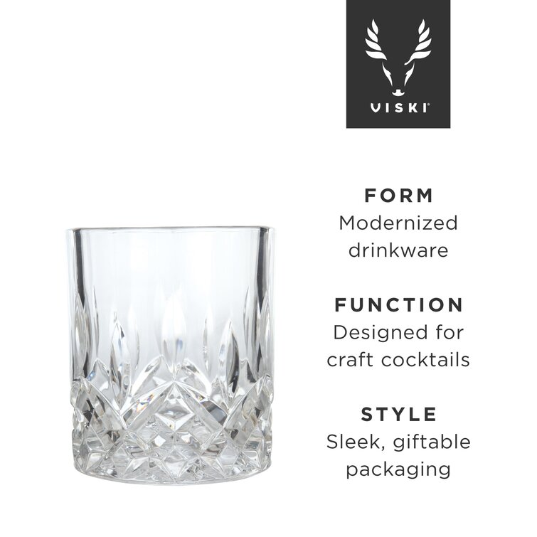 Viski Admiral Crystal Highball Glasses - Fancy Tall Drinking Glass for  Water and Cocktails, Bulk Glassware Gift Set of 12, 9 Oz