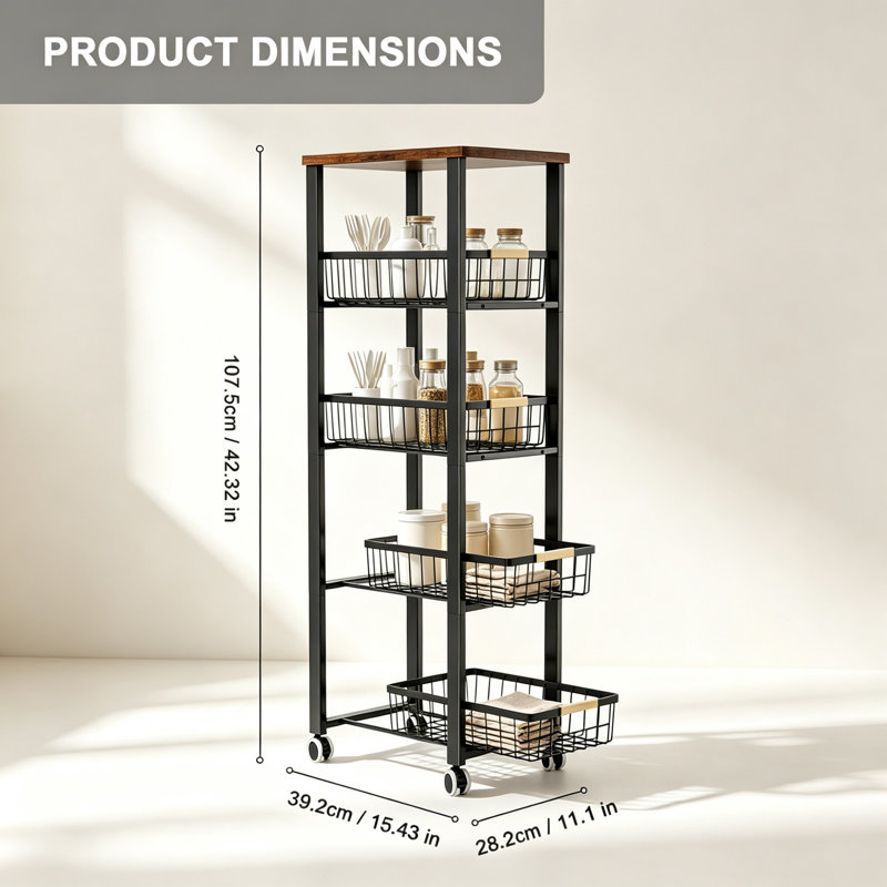 28.2 cm W Kitchen Cart with