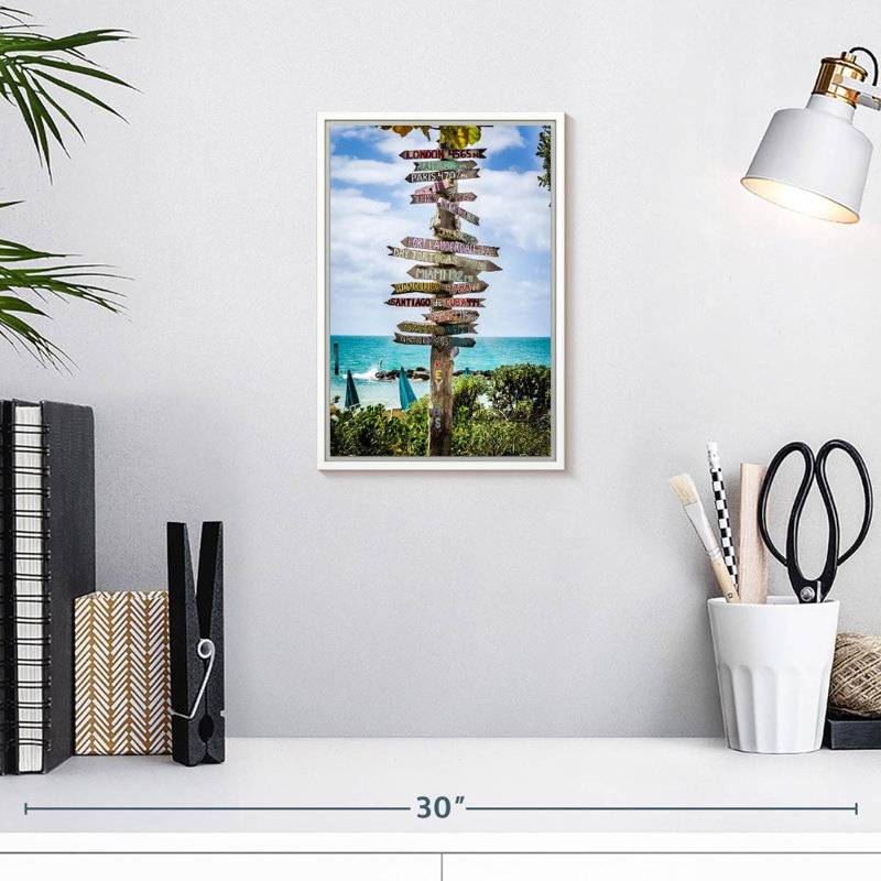 Panneaux de destination de Key West, 9" x 13", Floating Frame White