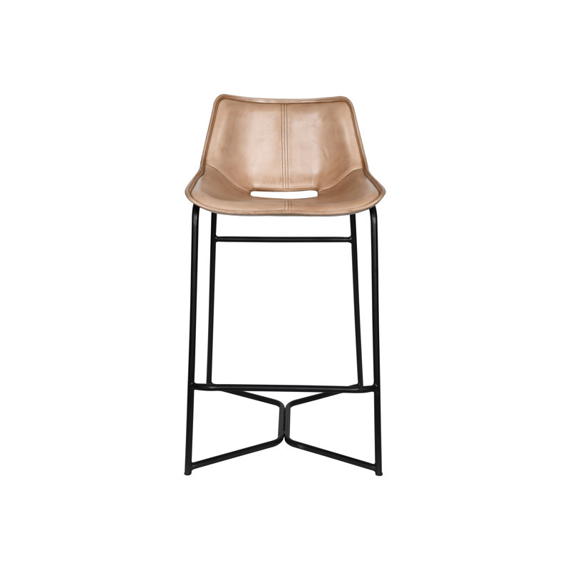 Brisben Upholstered Bar Stool with Metal Frame, Antique Ivory, Bar Stool (30" Seat Height)