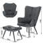Nevin Velvet Lounge Chair With Footstool-697624247