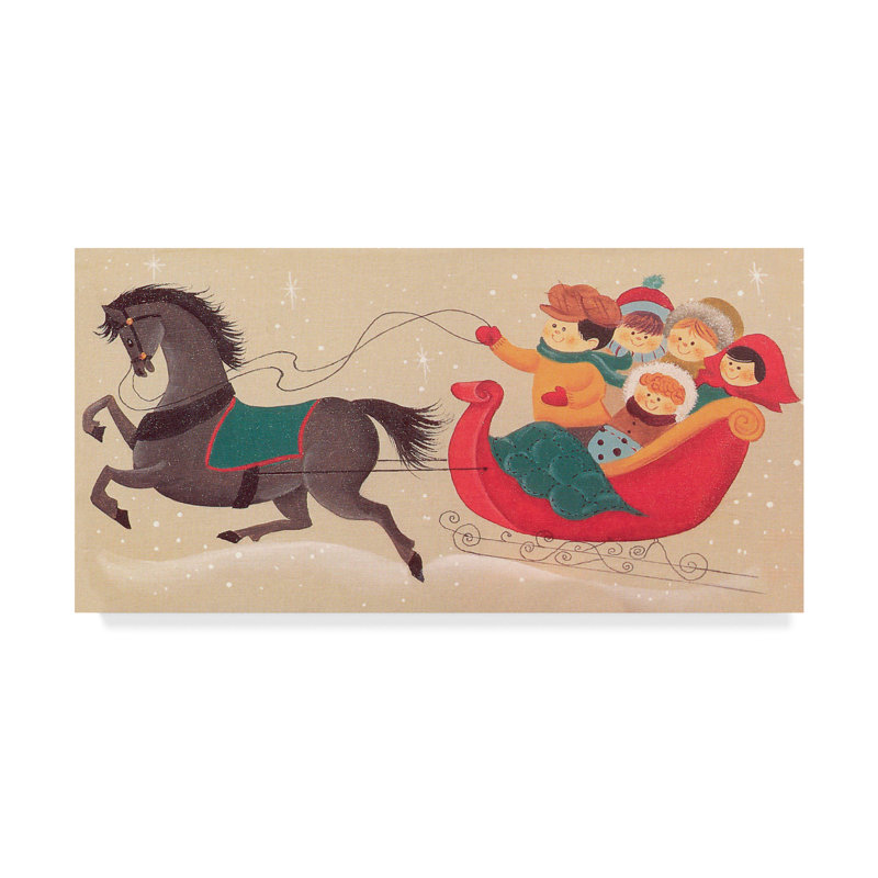 «Horse and Sleigh», art sur toile, H 10 po x l 19 po x P 2 po