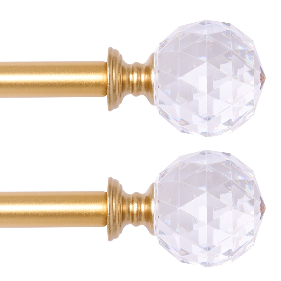 Marun Adjustable Overall Width x 0.75'' Diameter Single Curtain Rod (Set of 2) Mercer41