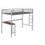 Lit mezzanine simple en métal avec bureau, échelle et garde-corps, lit mezzanine pour la chambre à coucher, argent