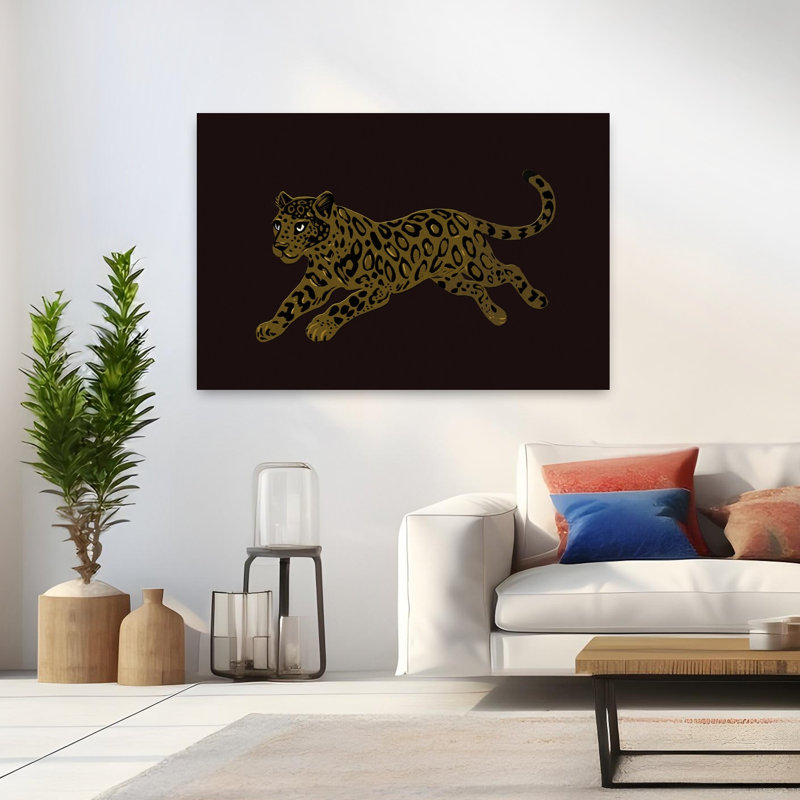 Léopard, art animalier africain abstrait, art mural contemporain, H 48 po x l 32 po