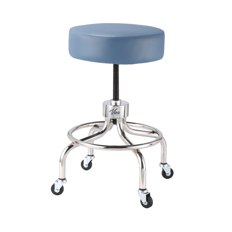 Tabouret de bureau pneumatique rembourré antimicrobien avec repose-pieds circulaire, Bleu
