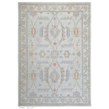Hand Knotted Wool Oriental Area Rug in Cream/Gray/Red/Blue