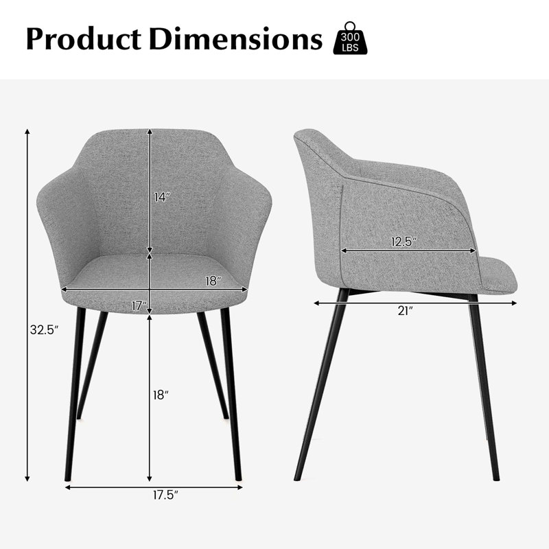 Ensemble de 4 chaises de salle à manger rembourrées avec dossier et accoudoirs blanc cassé Brayden Studio®