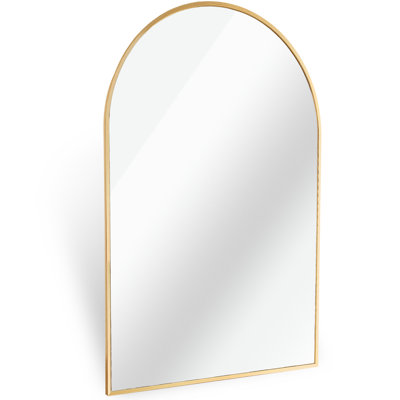 Gold Arched 20X30 Inches Bathroom Mirror - Rust Frame, 4Mm Hd Glass, Reinforced Mounting Framed Wall Installation Included