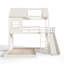 Lit superposé simple au-dessus d'une chambre double avec glissade, échelle, tablettes de rangement et garde-robe, lit superposé pour enfants en bois massif-134482846