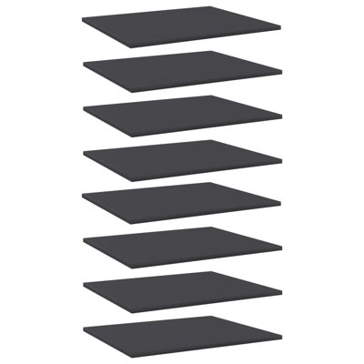 Ensemble de 8 tablettes murales flottantes minimalistes en bois d'ingénierie gris